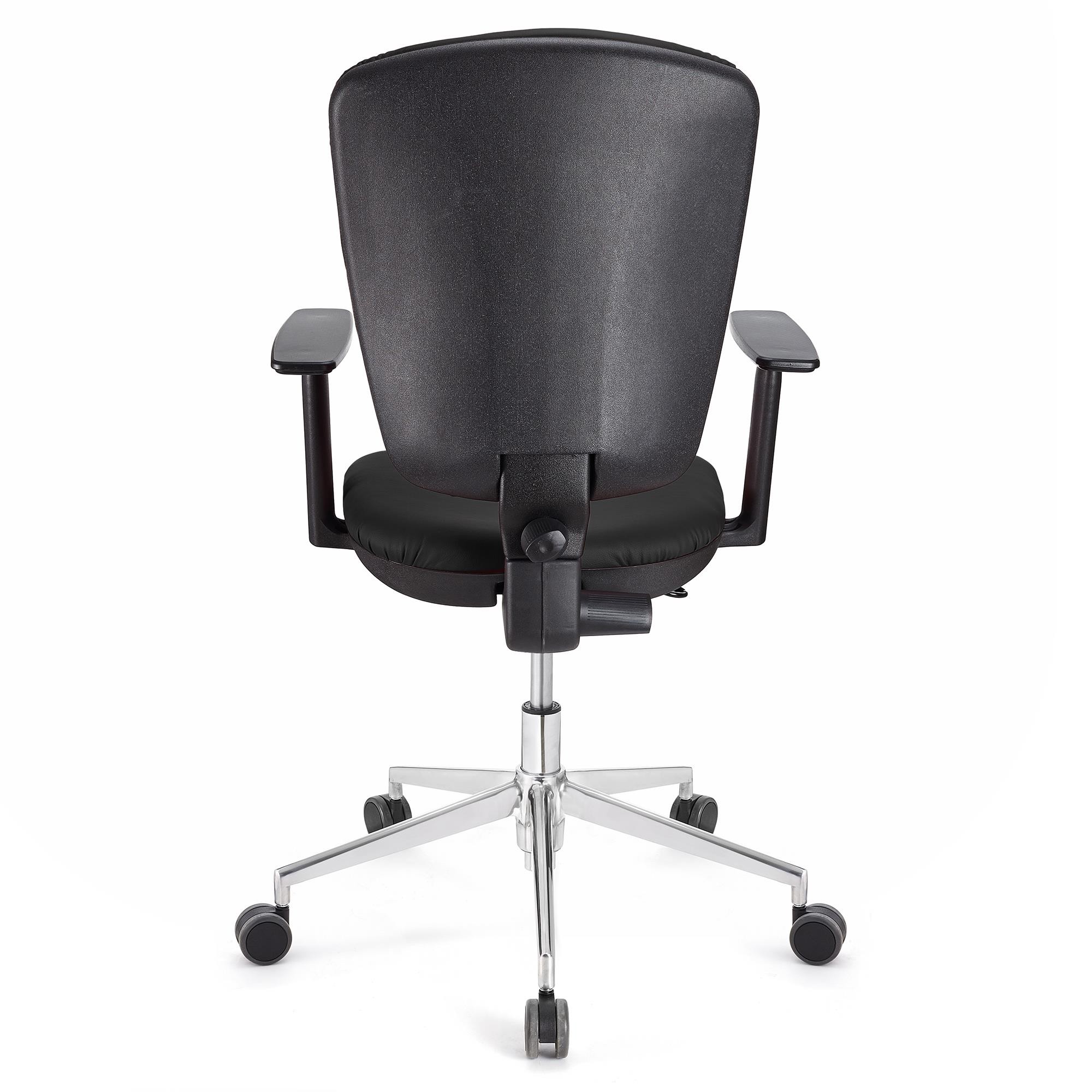 Silla de Oficina CALIPSO PRO PIEL, Respaldo y Brazos Ajustables, Base Metálica, En Negro