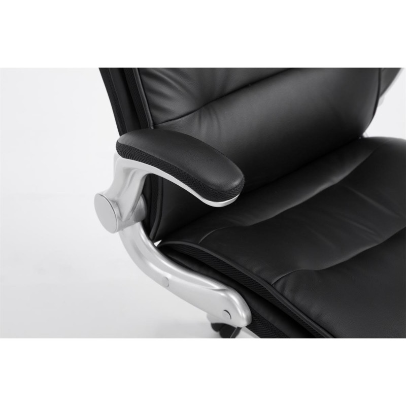 Sillón de oficina CRISTIANO, Gran Acolchado, Mecanismo Basculante, Uso diario 8h, En Negro