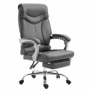 Sillón de Oficina OREGON, Reposapiés Extensible, Gran Acolchado, en Piel color Negro