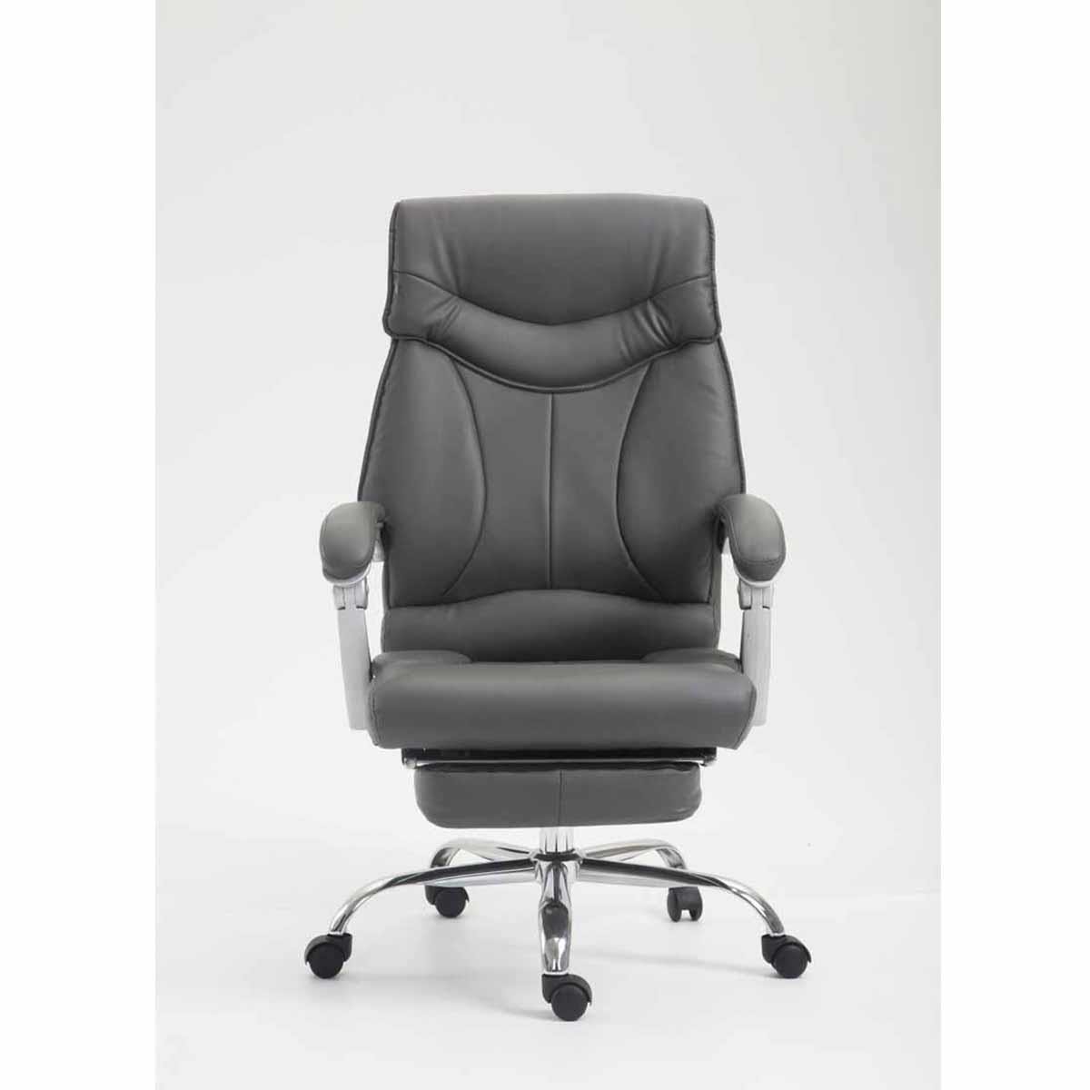 Sillón de Oficina OREGON, Reposapiés Extensible, Gran Acolchado, en Piel, color Negro