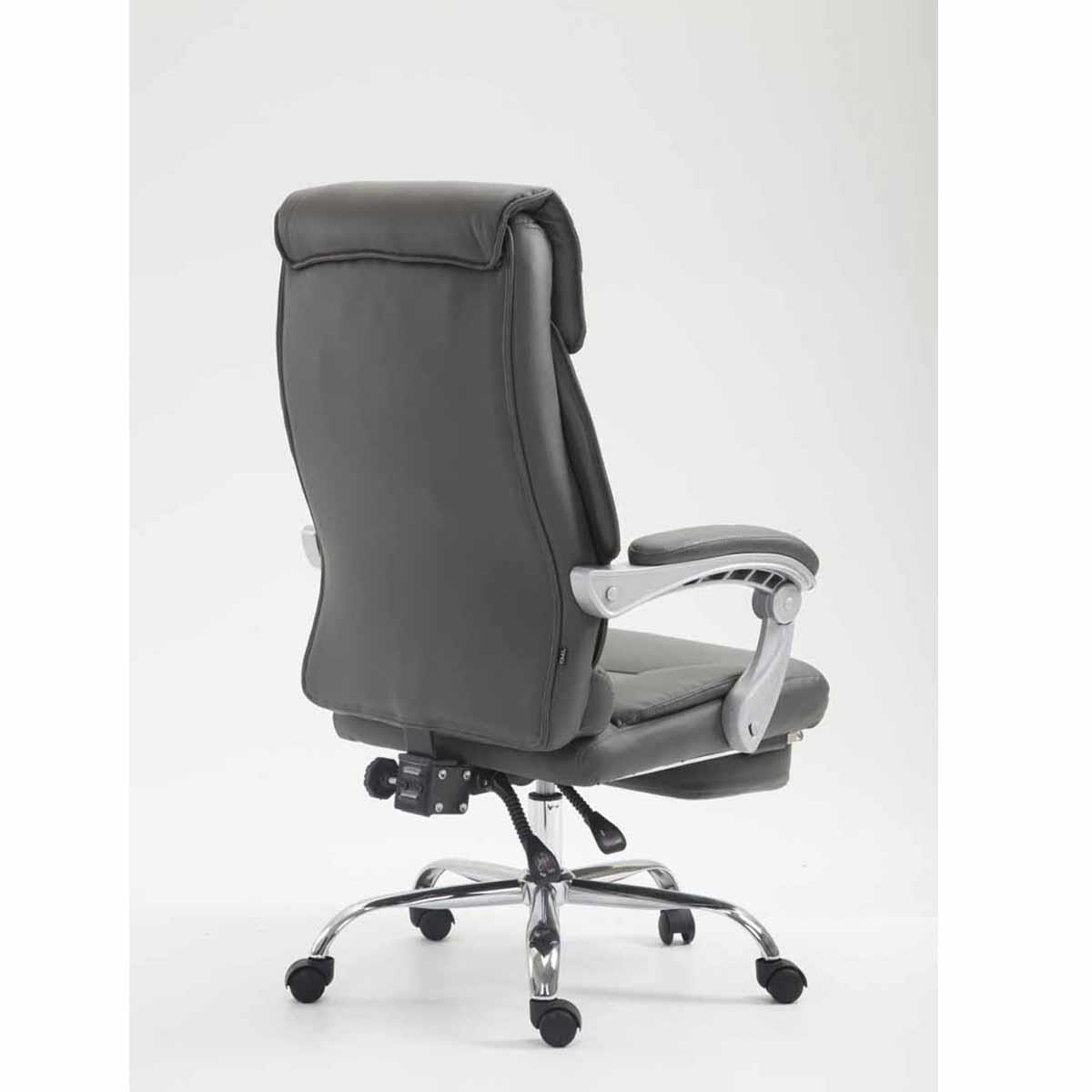 Sillón de Oficina OREGON, Reposapiés Extensible, Gran Acolchado, en Piel, color Negro