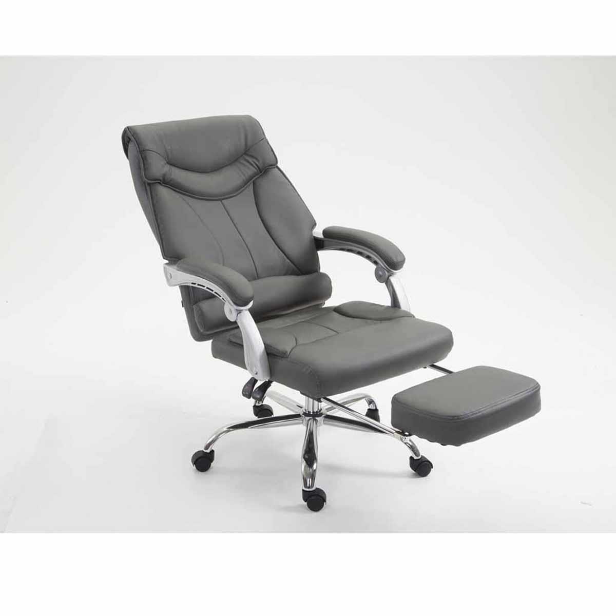 Sillón de Oficina OREGON, Reposapiés Extensible, Gran Acolchado, en Piel, color Negro