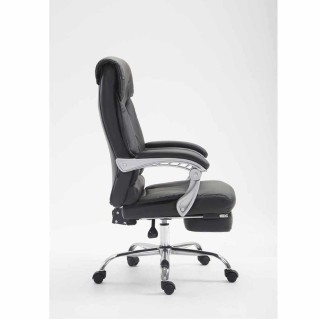 Sillón de Oficina OREGON, Reposapiés Extensible, Gran Acolchado, en Piel color Negro 2
