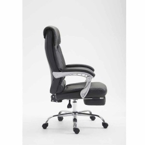 Sillón de Oficina OREGON, Reposapiés Extensible, Gran Acolchado, en Piel color Negro