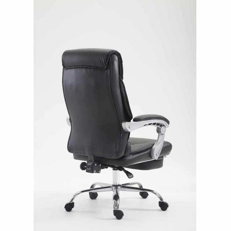 Sillón de Oficina OREGON, Reposapiés Extensible, Gran Acolchado, en Piel color Negro