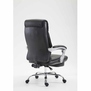 Sillón de Oficina OREGON, Reposapiés Extensible, Gran Acolchado, en Piel color Negro