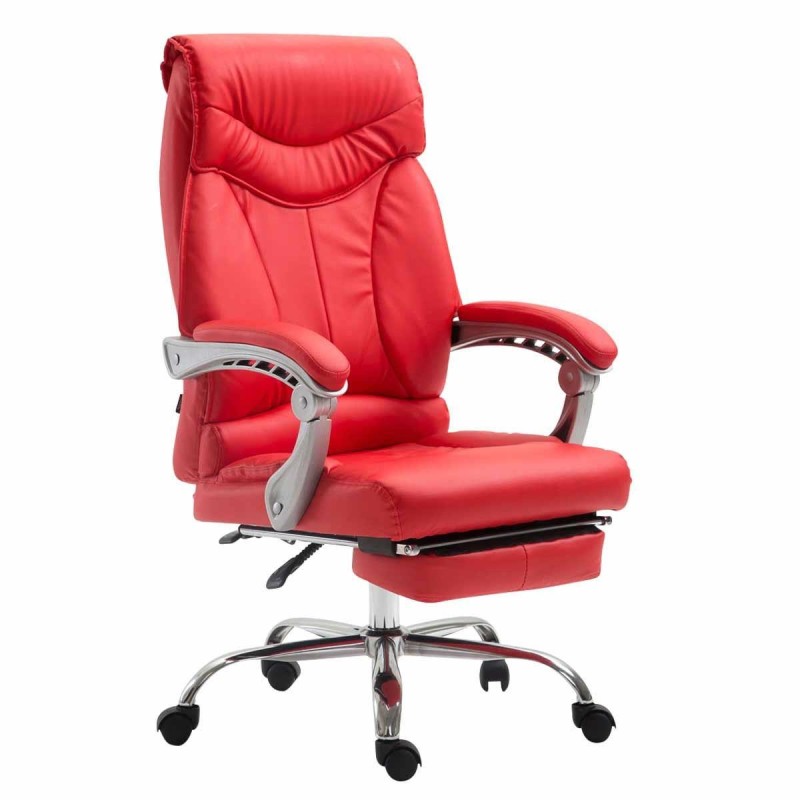 Sillón de Oficina OREGON, Reposapiés Extensible, Gran Acolchado, en Piel color Negro