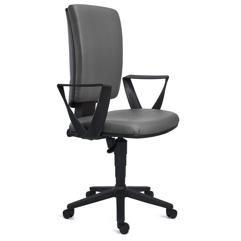 Silla de oficina ATLAS PIEL, respaldo ajustable, en negro