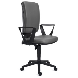 Silla de oficina ATLAS PIEL, respaldo ajustable, en negro