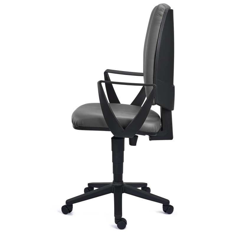 Silla de oficina ATLAS PIEL, respaldo ajustable, en negro