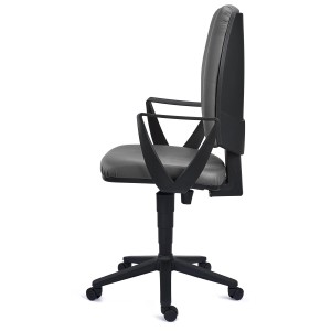 Silla de oficina ATLAS PIEL, respaldo ajustable, en negro