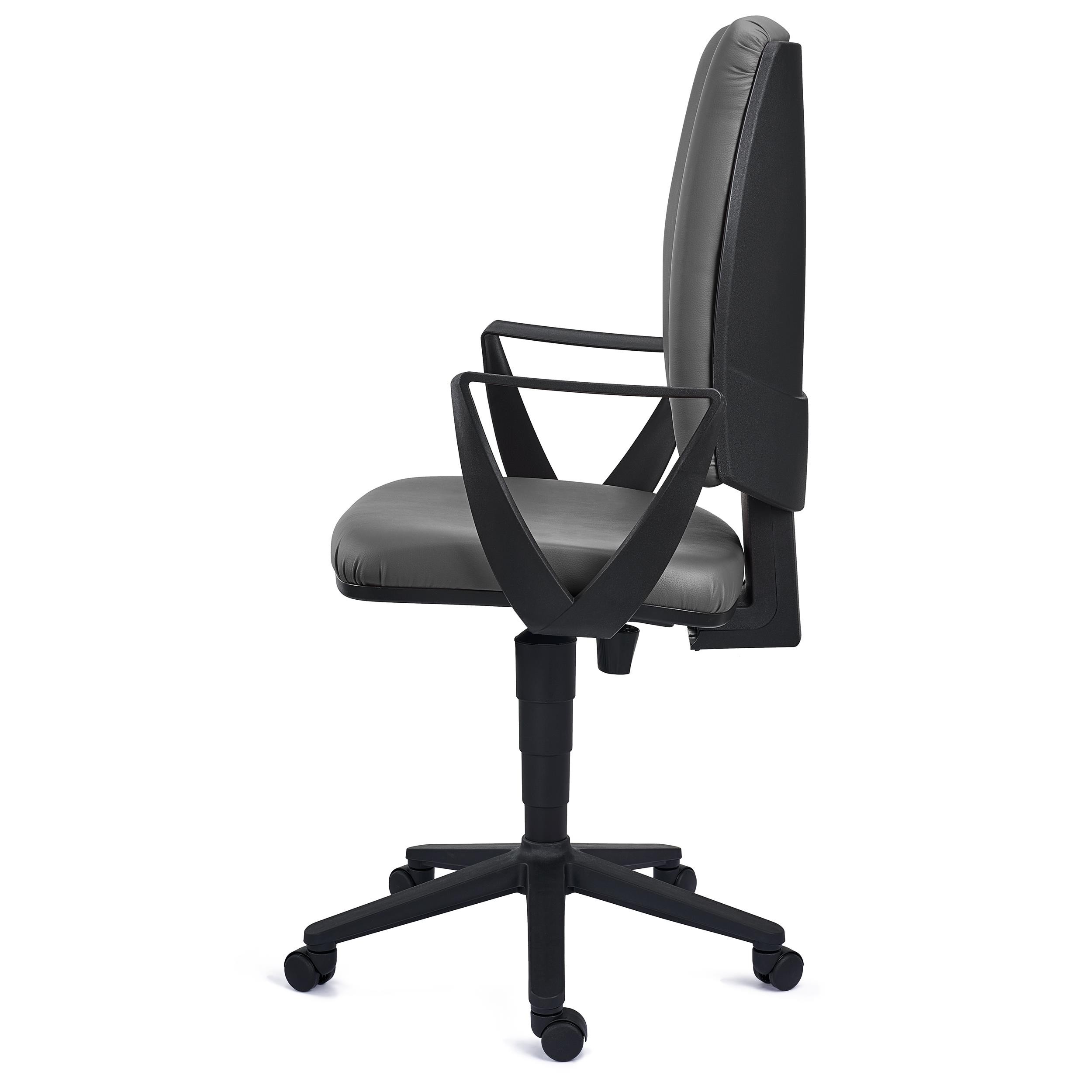 Silla de Oficina ATLAS PIEL, Respaldo Ajustable, Gran Acolchado, En Negro