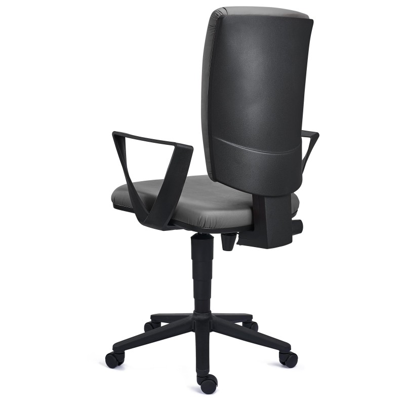 Silla de oficina ATLAS PIEL, respaldo ajustable, en negro