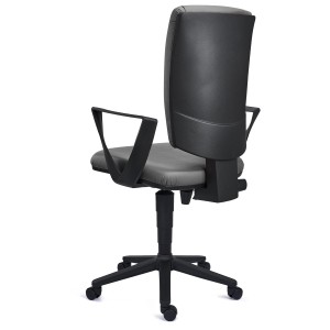 Silla de oficina ATLAS PIEL, respaldo ajustable, en negro