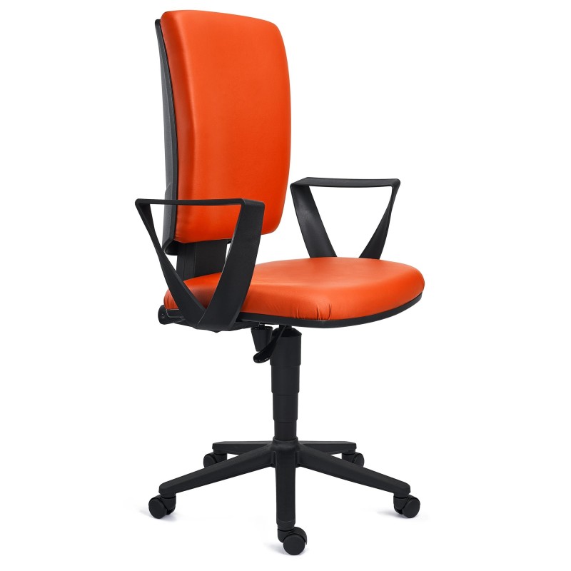 Silla de oficina ATLAS PIEL, respaldo ajustable, en negro