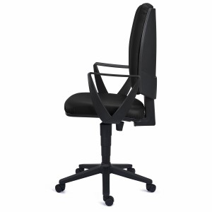 Silla de oficina ATLAS PIEL, respaldo ajustable, en negro