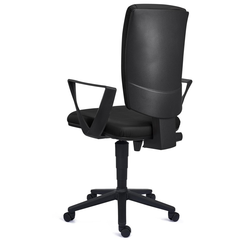 Silla de oficina ATLAS PIEL, respaldo ajustable, en negro