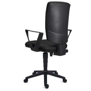 Silla de oficina ATLAS PIEL, respaldo ajustable, en negro