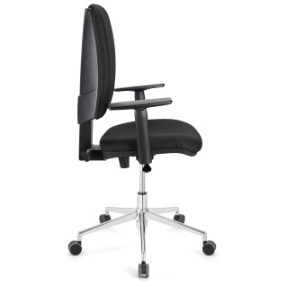 Silla de oficina ATLAS PRO PIEL, grueso acolchado y base en metal, en negro 2