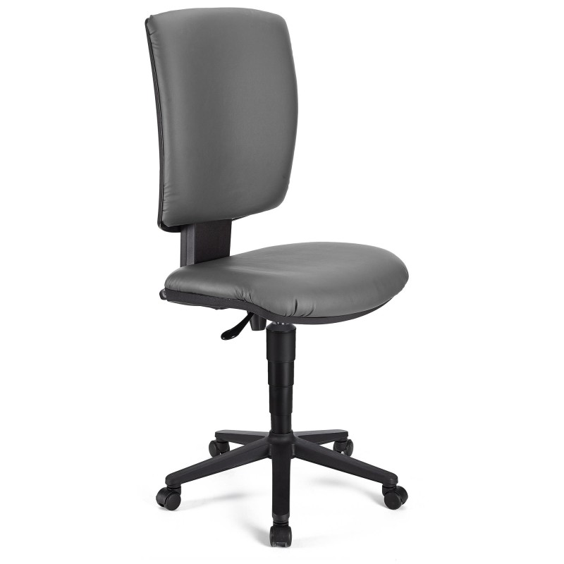 Silla de oficina ATLAS SIN BRAZOS PIEL, respaldo ajustable, en Negro