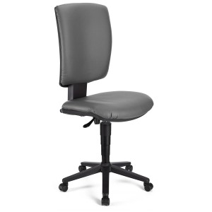 Silla de oficina ATLAS SIN BRAZOS PIEL, respaldo ajustable, en Negro