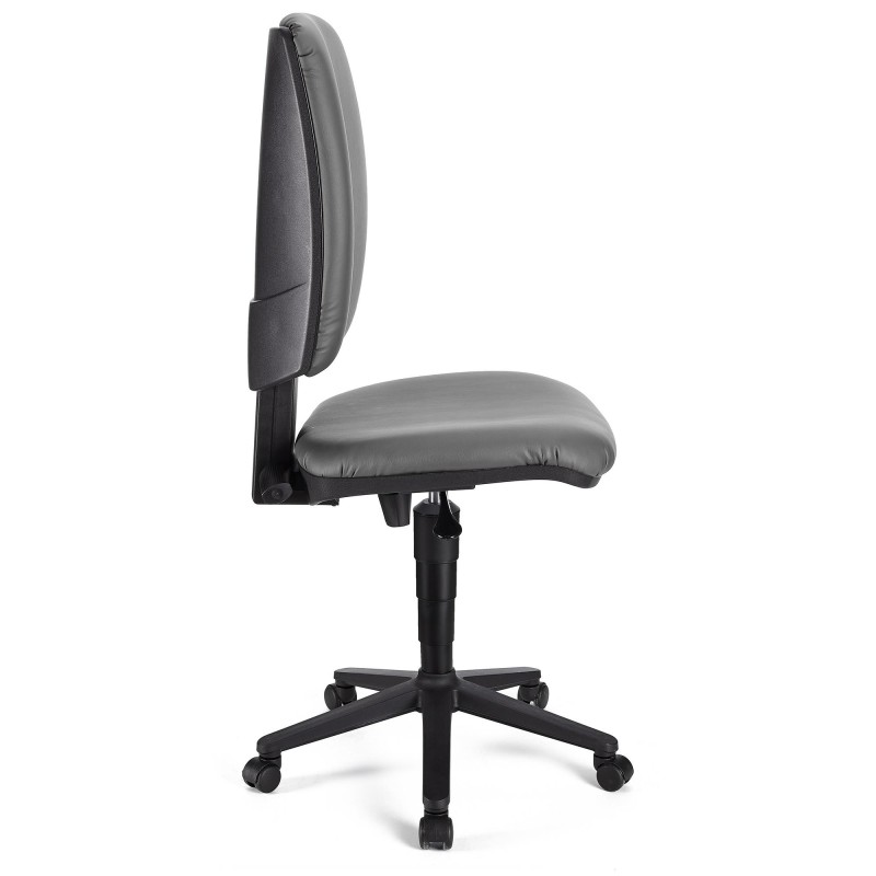 Silla de oficina ATLAS SIN BRAZOS PIEL, respaldo ajustable, en Negro