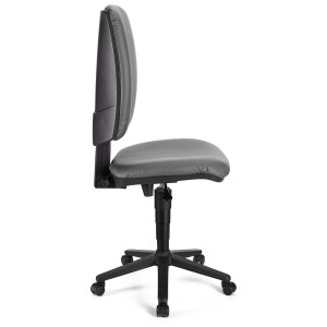 Silla de oficina ATLAS SIN BRAZOS PIEL, respaldo ajustable, en Negro