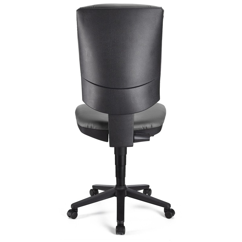 Silla de oficina ATLAS SIN BRAZOS PIEL, respaldo ajustable, en Negro