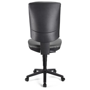 Silla de oficina ATLAS SIN BRAZOS PIEL, respaldo ajustable, en Negro