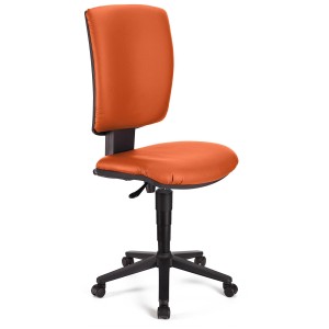 Silla de oficina ATLAS SIN BRAZOS PIEL, respaldo ajustable, en Negro