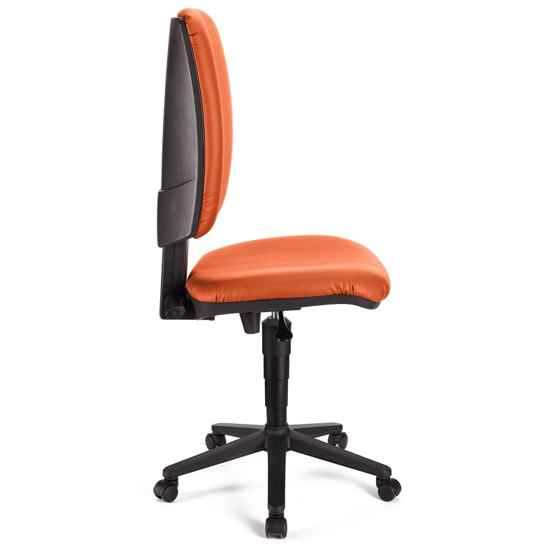 Silla de oficina ATLAS SIN BRAZOS PIEL, respaldo ajustable, en Negro