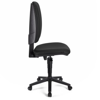 Silla de oficina ATLAS SIN BRAZOS PIEL, respaldo ajustable, en Negro 2