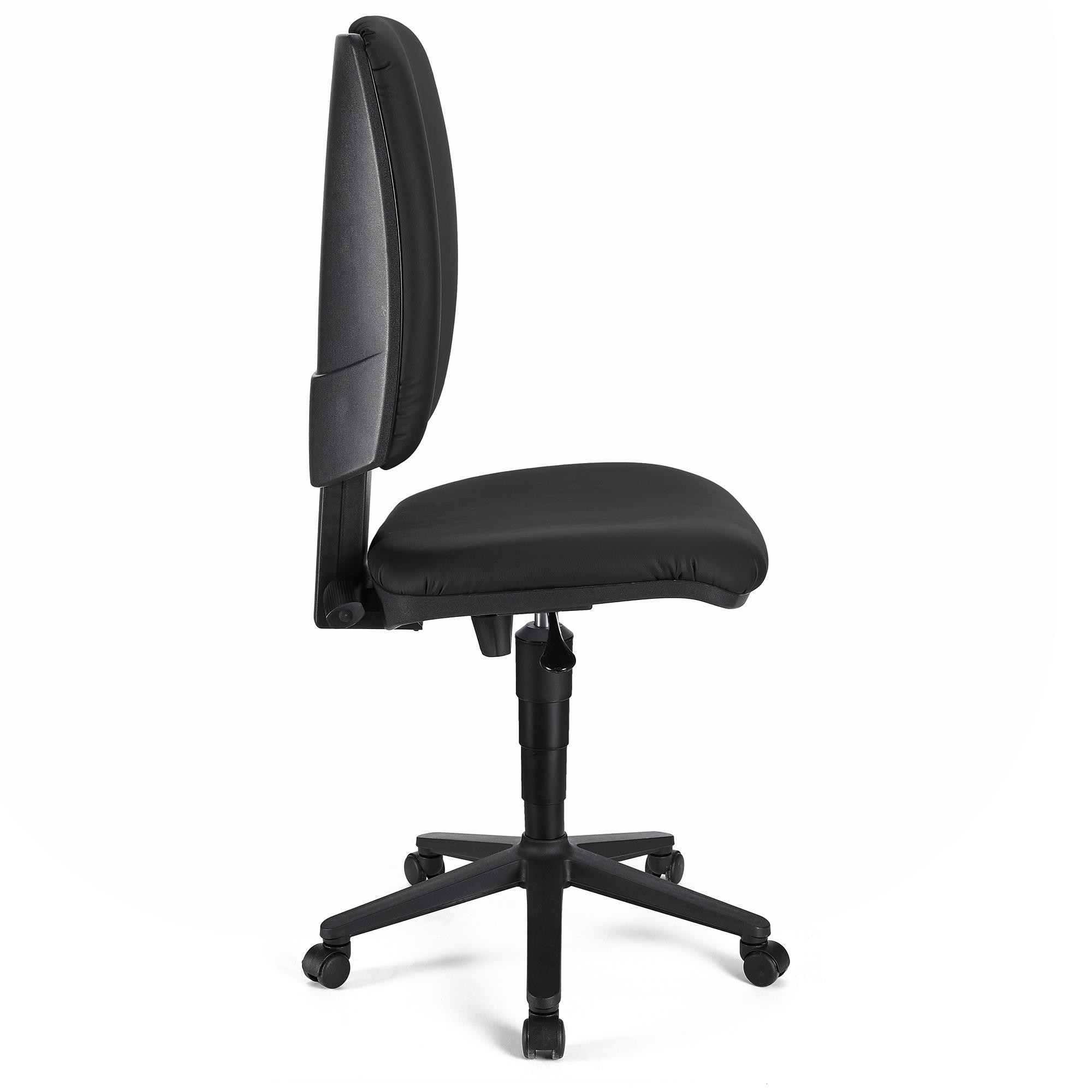 Silla de Oficina ATLAS SIN BRAZOS PIEL, Respaldo Ajustable, Gran Acolchado, En Negro