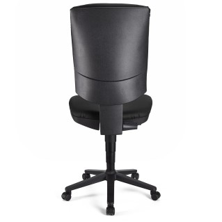 Silla de oficina ATLAS SIN BRAZOS PIEL, respaldo ajustable, en Negro 2