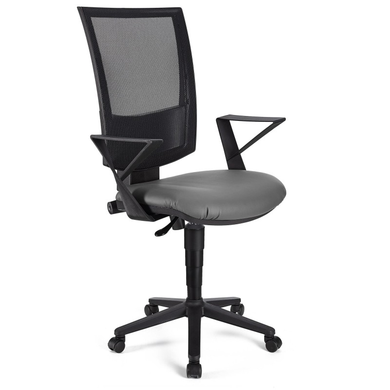 Silla de oficina PANDORA PIEL, respaldo ajustable, color negro