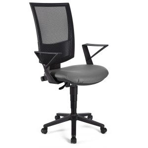 Silla de oficina PANDORA PIEL, respaldo ajustable, color negro