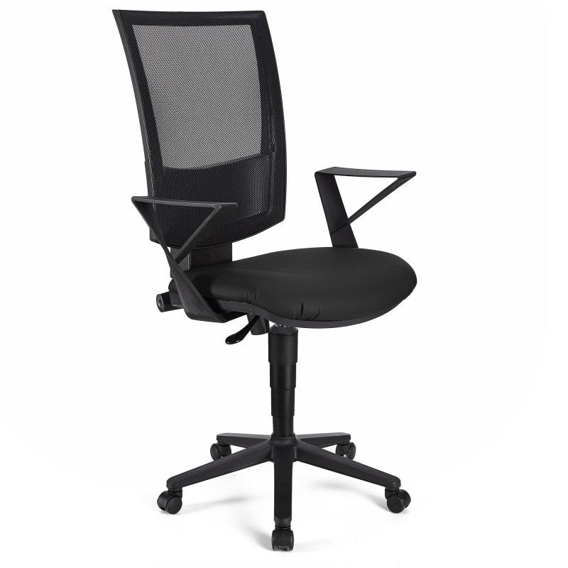 Silla de oficina PANDORA PIEL, respaldo ajustable, color negro