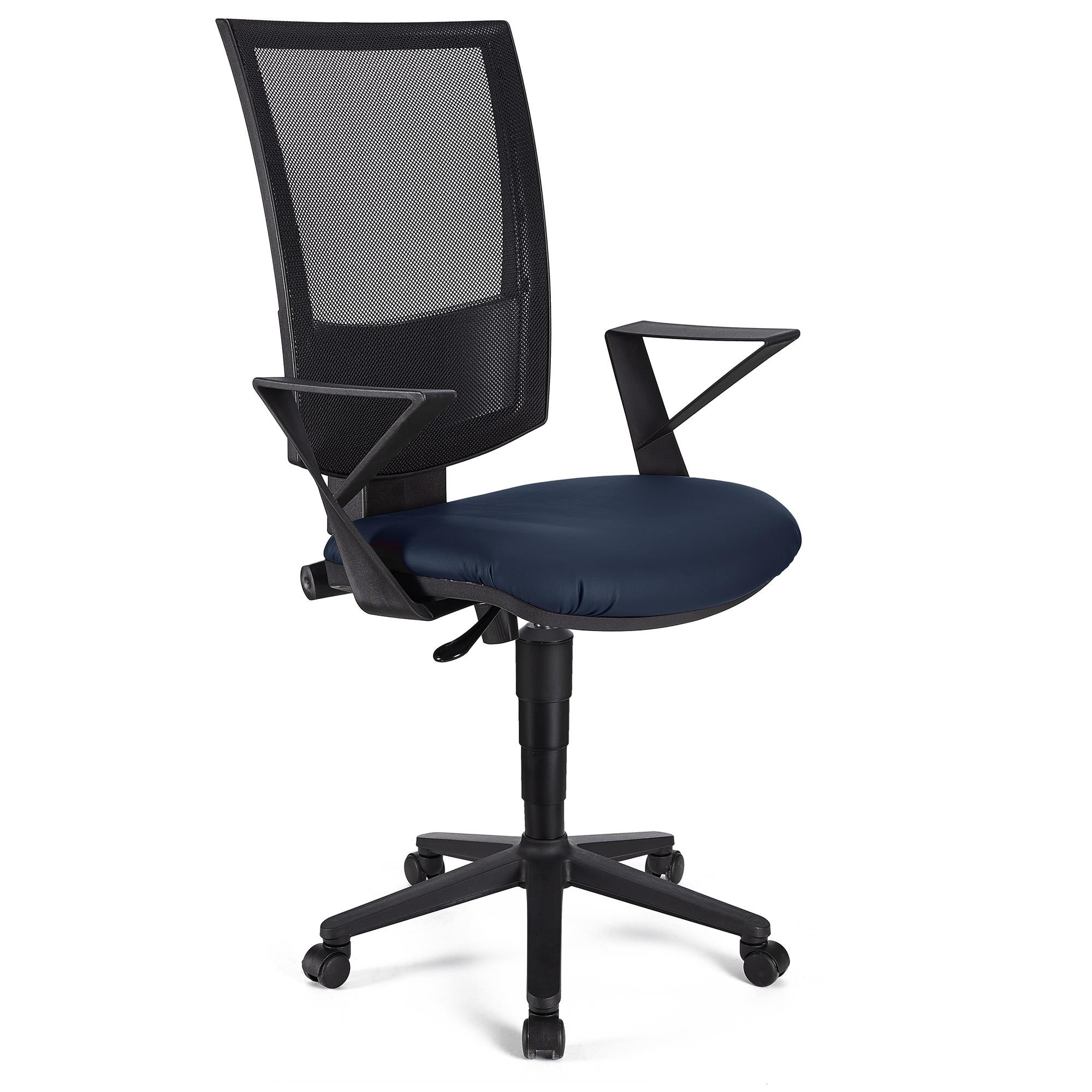Silla de Oficina PANDORA PIEL, Respaldo Ajustable en Malla, Gran Acolchado, Negro