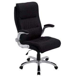 Sillón de Oficina CRISTIANO TELA, Reposabrazos Abatibles, En Negro