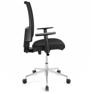 Silla de oficina PANDORA PRO, base en metal, en malla y piel color negro 2