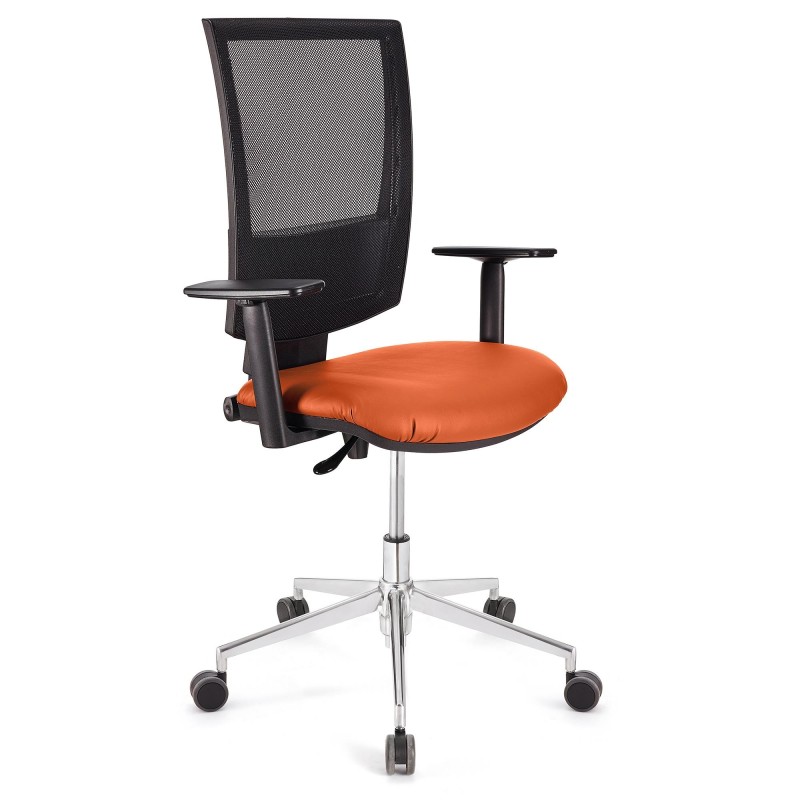 Silla de oficina PANDORA PRO, base en metal, en malla y piel color negro