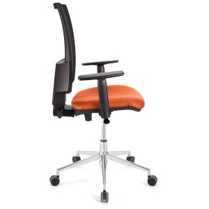 Silla de oficina PANDORA PRO, base en metal, en malla y piel color negro