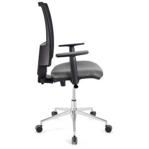 Silla de oficina PANDORA PRO, base en metal, en malla y piel color negro
