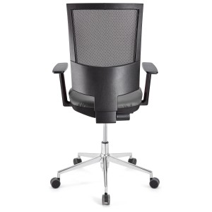 Silla de oficina PANDORA PRO, base en metal, en malla y piel color negro