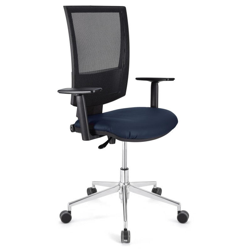 Silla de oficina PANDORA PRO, base en metal, en malla y piel color negro