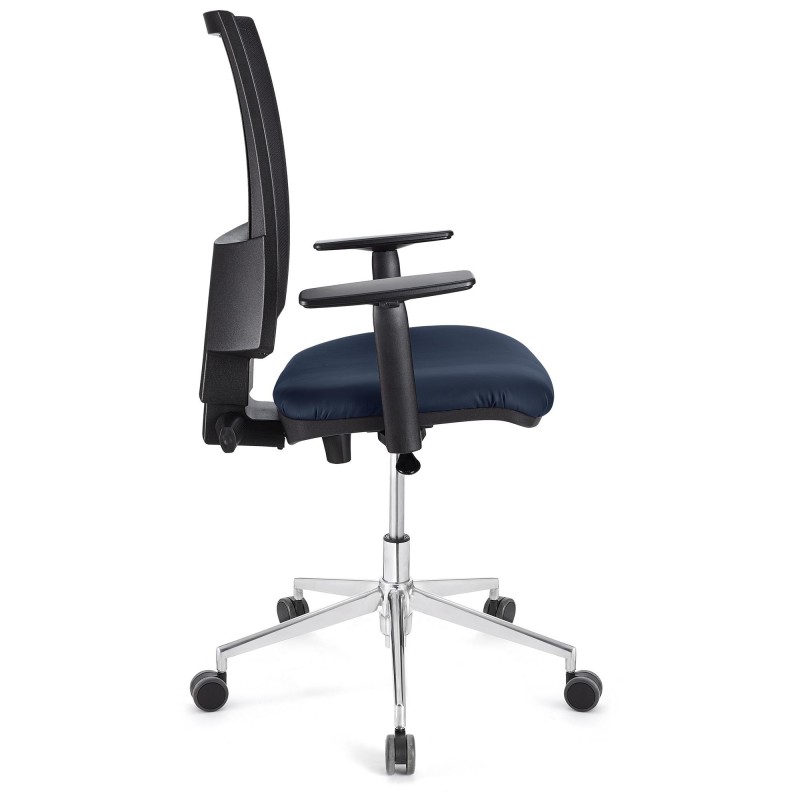 Silla de oficina PANDORA PRO, base en metal, en malla y piel color negro