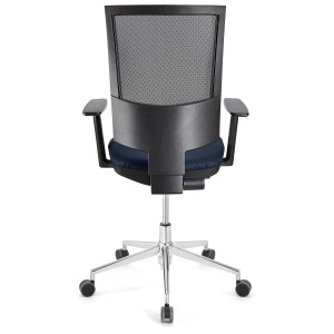 Silla de oficina PANDORA PRO, base en metal, en malla y piel color negro