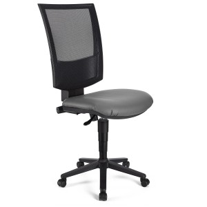 Silla de oficina PANDORA SIN BRAZOS PIEL, respaldo ajustable, color negro