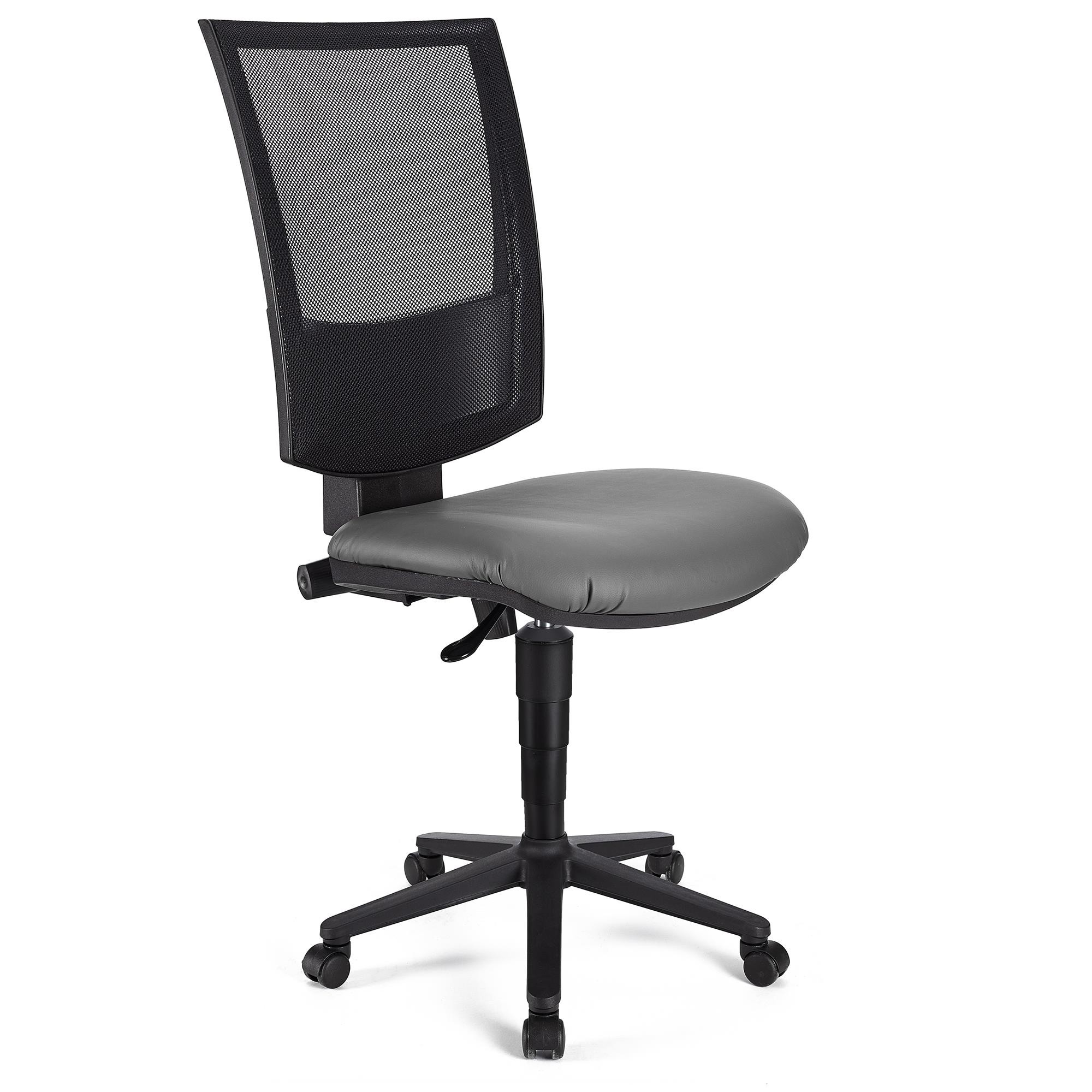Silla de Oficina PANDORA SIN BRAZOS PIEL, Respaldo Ajustable en Malla, Gran Acolchado, Negro