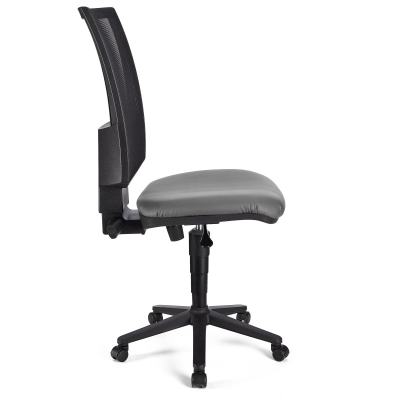 Silla de oficina PANDORA SIN BRAZOS PIEL, respaldo ajustable, color negro